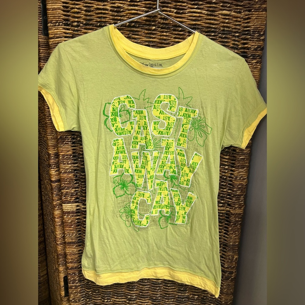 Disney Cruise Line- Youth Large Lightweight Short Sleeve Shirt, Large, Green/Ylw